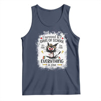 I Survived 67 Days of School Tank Top Funny Teacher Black Cat Chaos Everything Is Fine - Wonder Print Shop