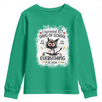 I Survived 67 Days of School Youth Sweatshirt Funny Teacher Black Cat Chaos Everything Is Fine - Wonder Print Shop