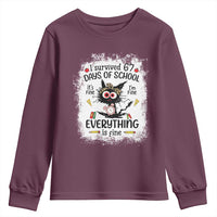 I Survived 67 Days of School Youth Sweatshirt Funny Teacher Black Cat Chaos Everything Is Fine - Wonder Print Shop