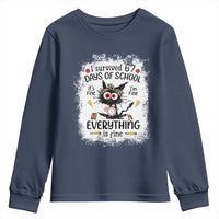 I Survived 67 Days of School Youth Sweatshirt Funny Teacher Black Cat Chaos Everything Is Fine - Wonder Print Shop
