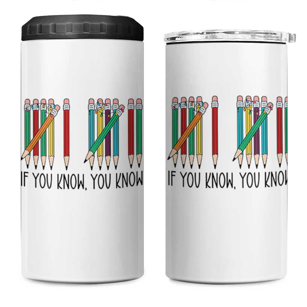 Funny 6 7 Pencil Humor 4 in 1 Can Cooler Tumbler If You Know You Know Six Seven Joke - Wonder Print Shop