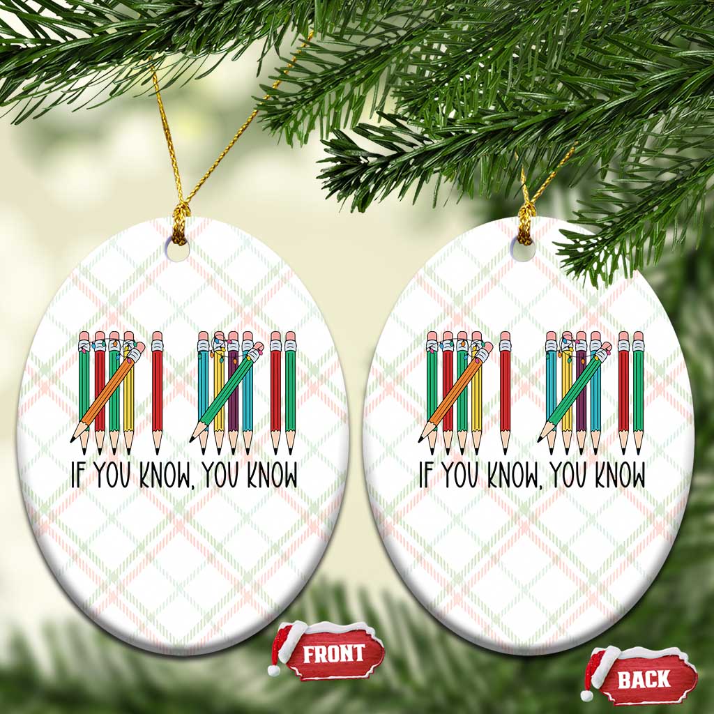 Funny 6 7 Pencil Humor Ceramic Ornament If You Know You Know Six Seven Joke - Wonder Print Shop