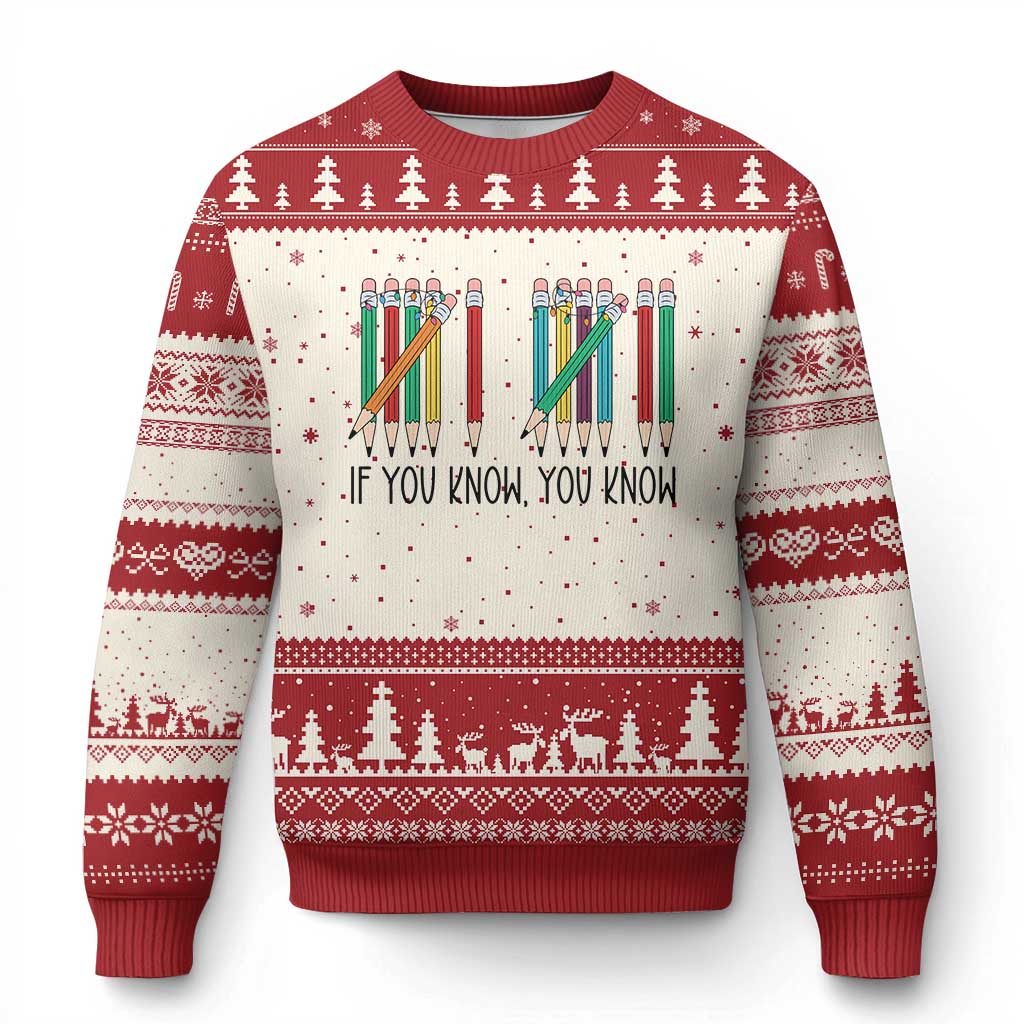Funny 6 7 Pencil Humor Ugly Christmas Sweater If You Know You Know Six Seven Joke - Wonder Print Shop