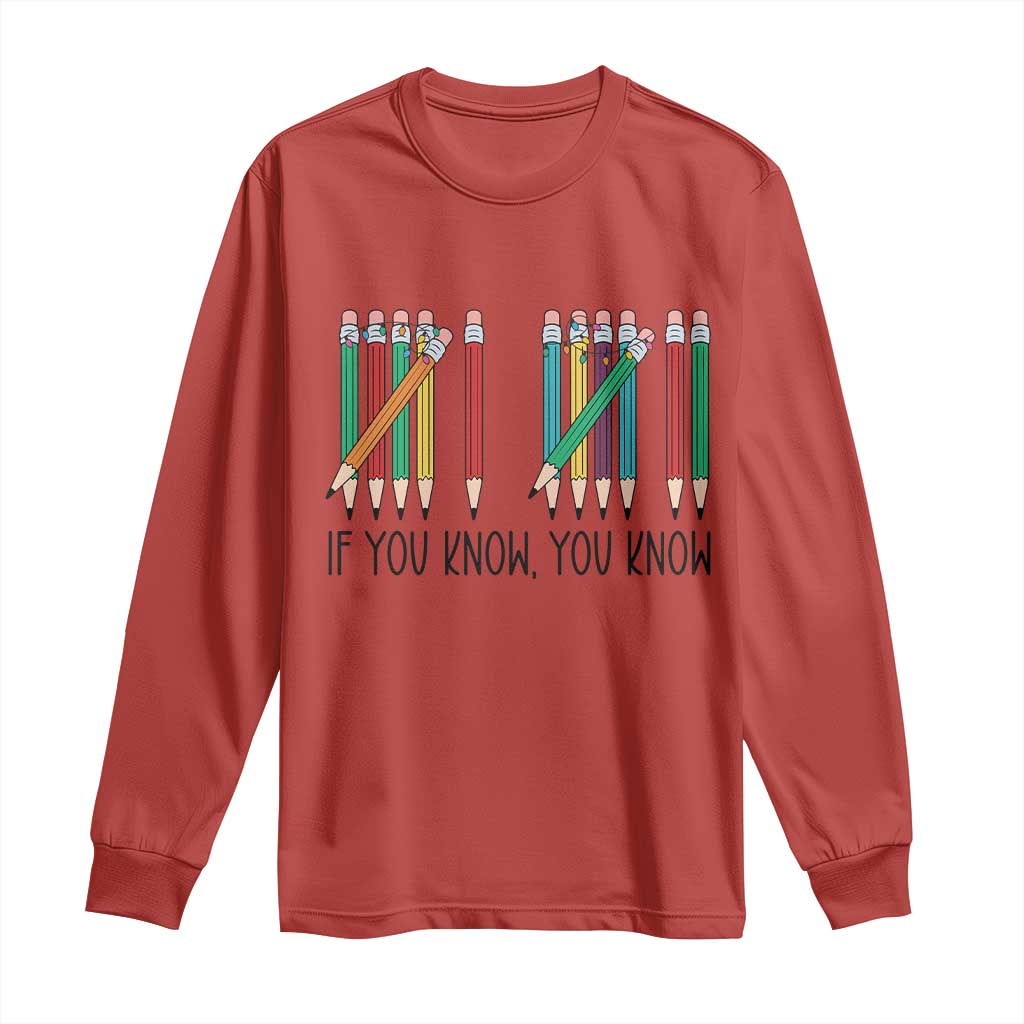 Funny 6 7 Pencil Humor Long Sleeve Shirt If You Know You Know Six Seven Joke - Wonder Print Shop