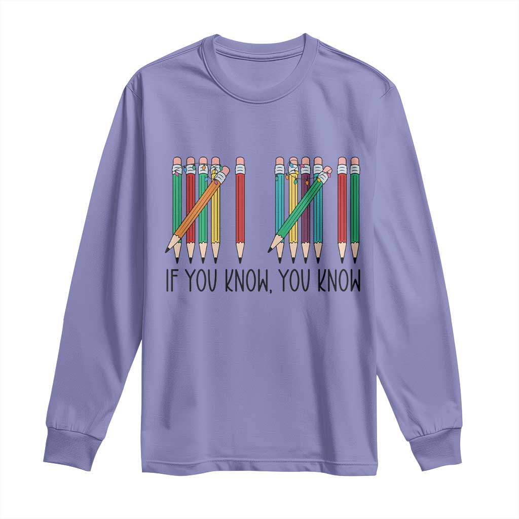Funny 6 7 Pencil Humor Long Sleeve Shirt If You Know You Know Six Seven Joke - Wonder Print Shop
