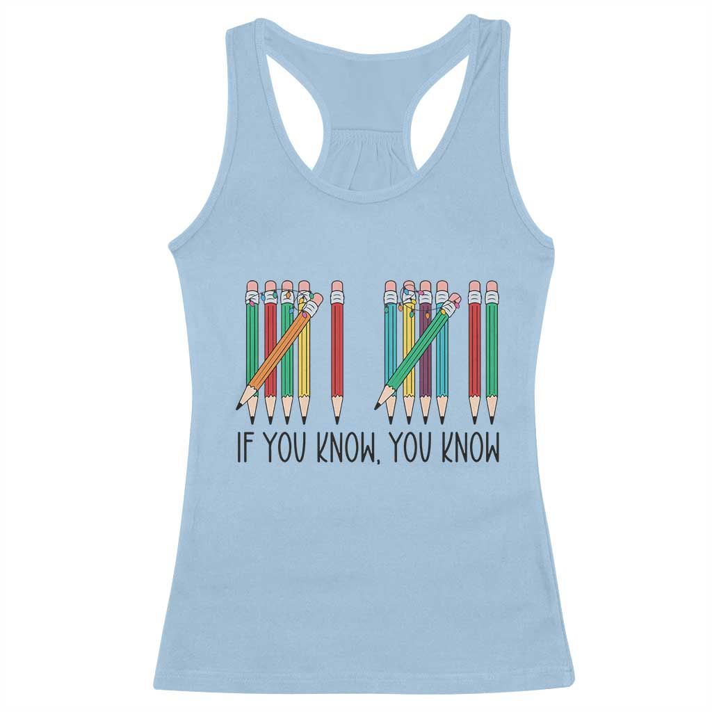 Funny 6 7 Pencil Humor Racerback Tank Top If You Know You Know Six Seven Joke - Wonder Print Shop