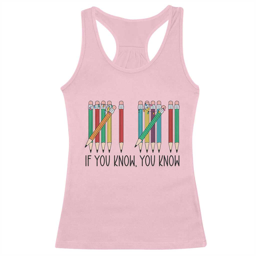 Funny 6 7 Pencil Humor Racerback Tank Top If You Know You Know Six Seven Joke - Wonder Print Shop