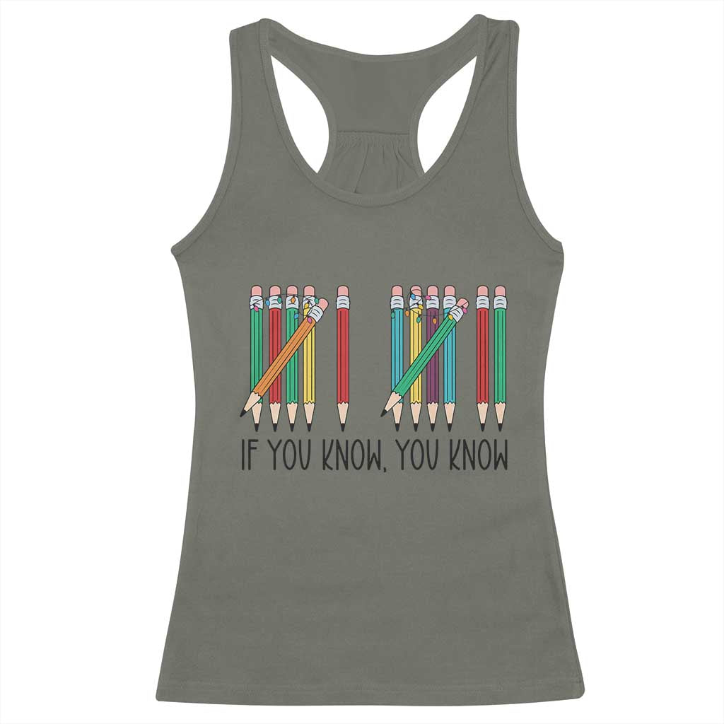 Funny 6 7 Pencil Humor Racerback Tank Top If You Know You Know Six Seven Joke - Wonder Print Shop