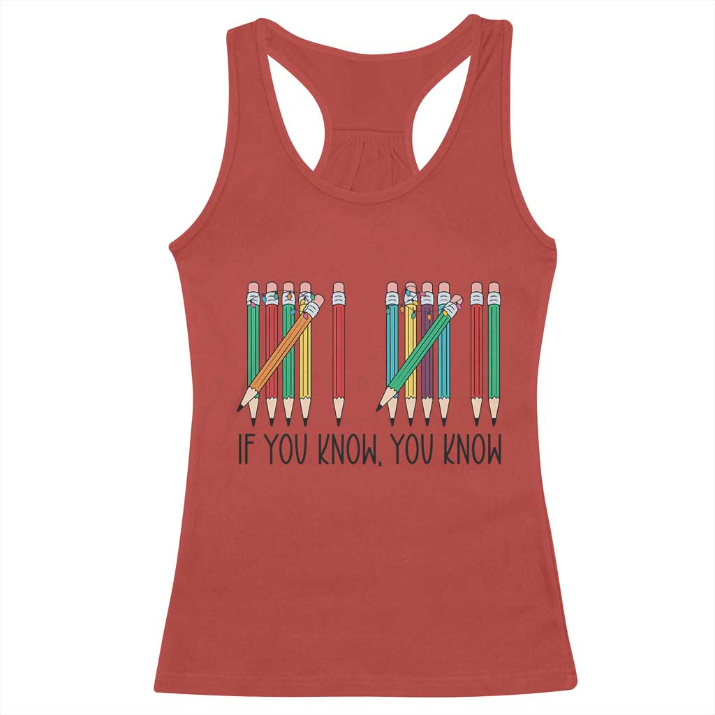 Funny 6 7 Pencil Humor Racerback Tank Top If You Know You Know Six Seven Joke - Wonder Print Shop