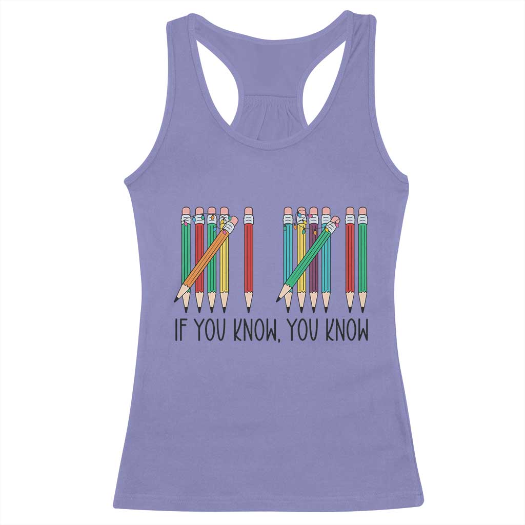 Funny 6 7 Pencil Humor Racerback Tank Top If You Know You Know Six Seven Joke - Wonder Print Shop