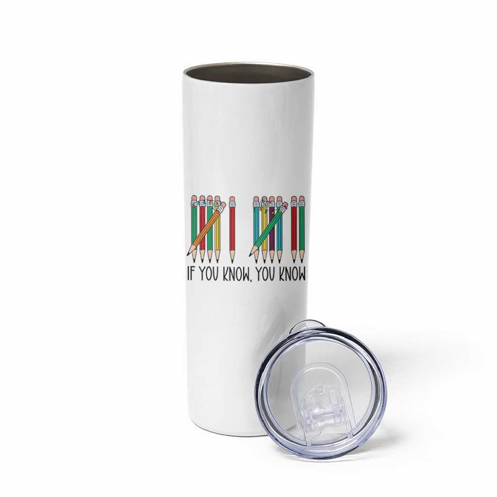 Funny 6 7 Pencil Humor Skinny Tumbler If You Know You Know Six Seven Joke - Wonder Print Shop
