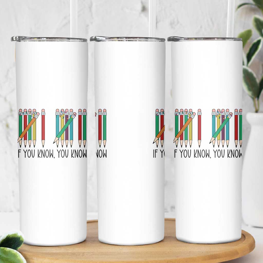 Funny 6 7 Pencil Humor Skinny Tumbler If You Know You Know Six Seven Joke - Wonder Print Shop