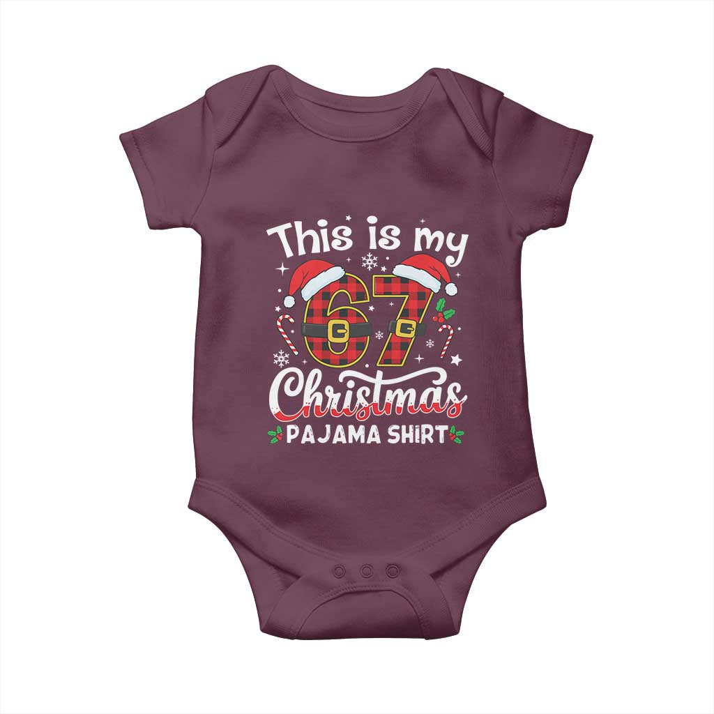 This Is My 67 Christmas Pajama Baby Onesie Funny Six Seven Buffalo Plaid Sleep Shirt Hot Xmas - Wonder Print Shop