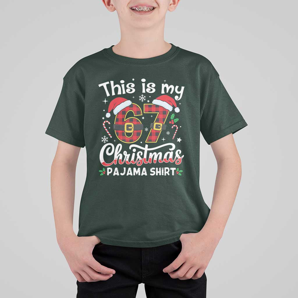 This Is My 67 Christmas Pajama T Shirt For Kid Funny Six Seven Buffalo Plaid Sleep Shirt Hot Xmas - Wonder Print Shop