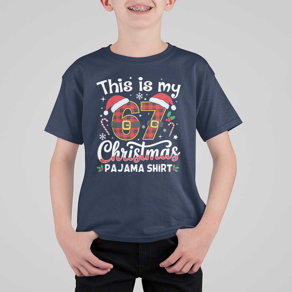 This Is My 67 Christmas Pajama T Shirt For Kid Funny Six Seven Buffalo Plaid Sleep Shirt Hot Xmas - Wonder Print Shop
