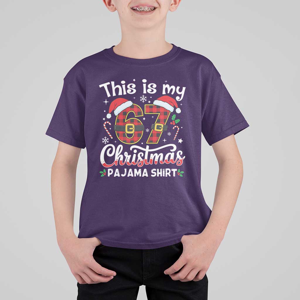 This Is My 67 Christmas Pajama T Shirt For Kid Funny Six Seven Buffalo Plaid Sleep Shirt Hot Xmas - Wonder Print Shop
