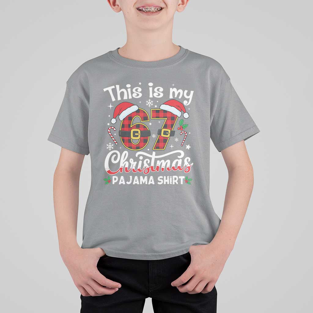 This Is My 67 Christmas Pajama T Shirt For Kid Funny Six Seven Buffalo Plaid Sleep Shirt Hot Xmas - Wonder Print Shop