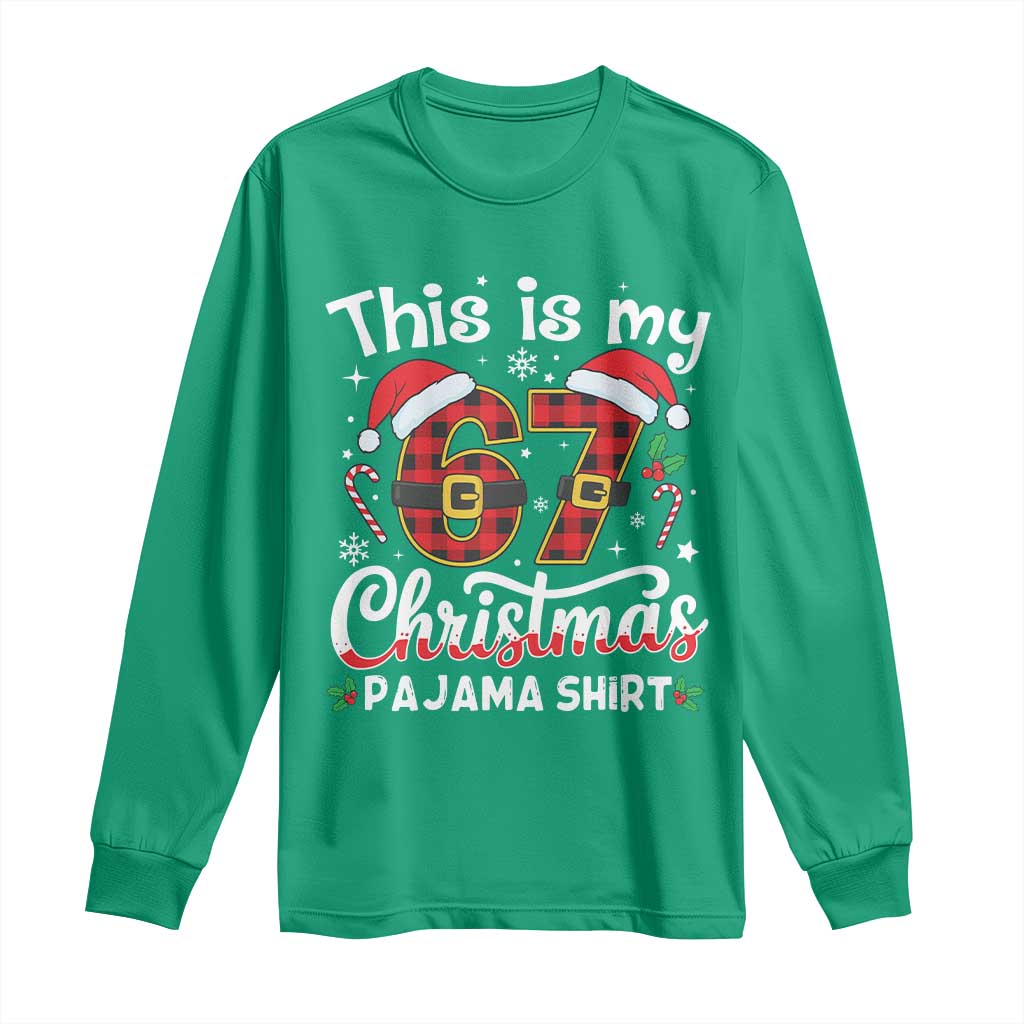 This Is My 67 Christmas Pajama Long Sleeve Shirt Funny Six Seven Buffalo Plaid Sleep Shirt Hot Xmas - Wonder Print Shop