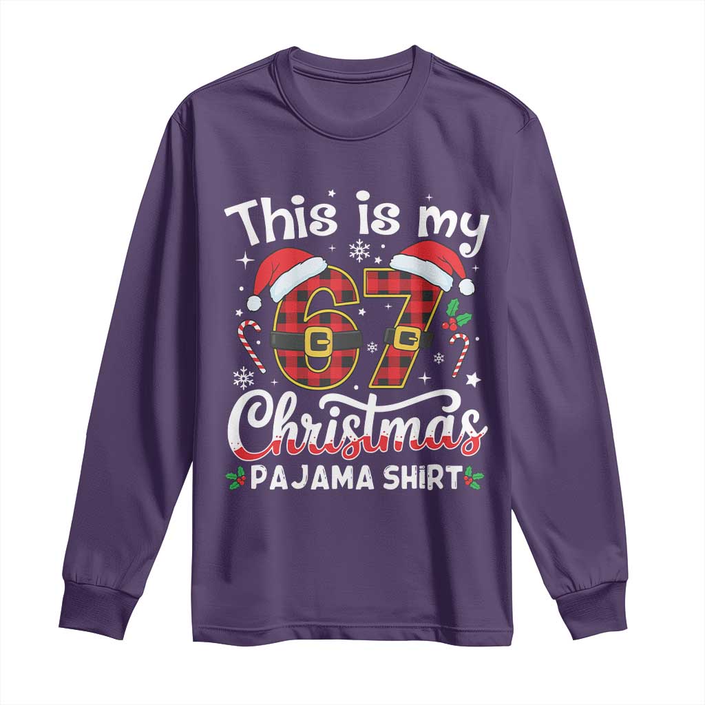This Is My 67 Christmas Pajama Long Sleeve Shirt Funny Six Seven Buffalo Plaid Sleep Shirt Hot Xmas - Wonder Print Shop