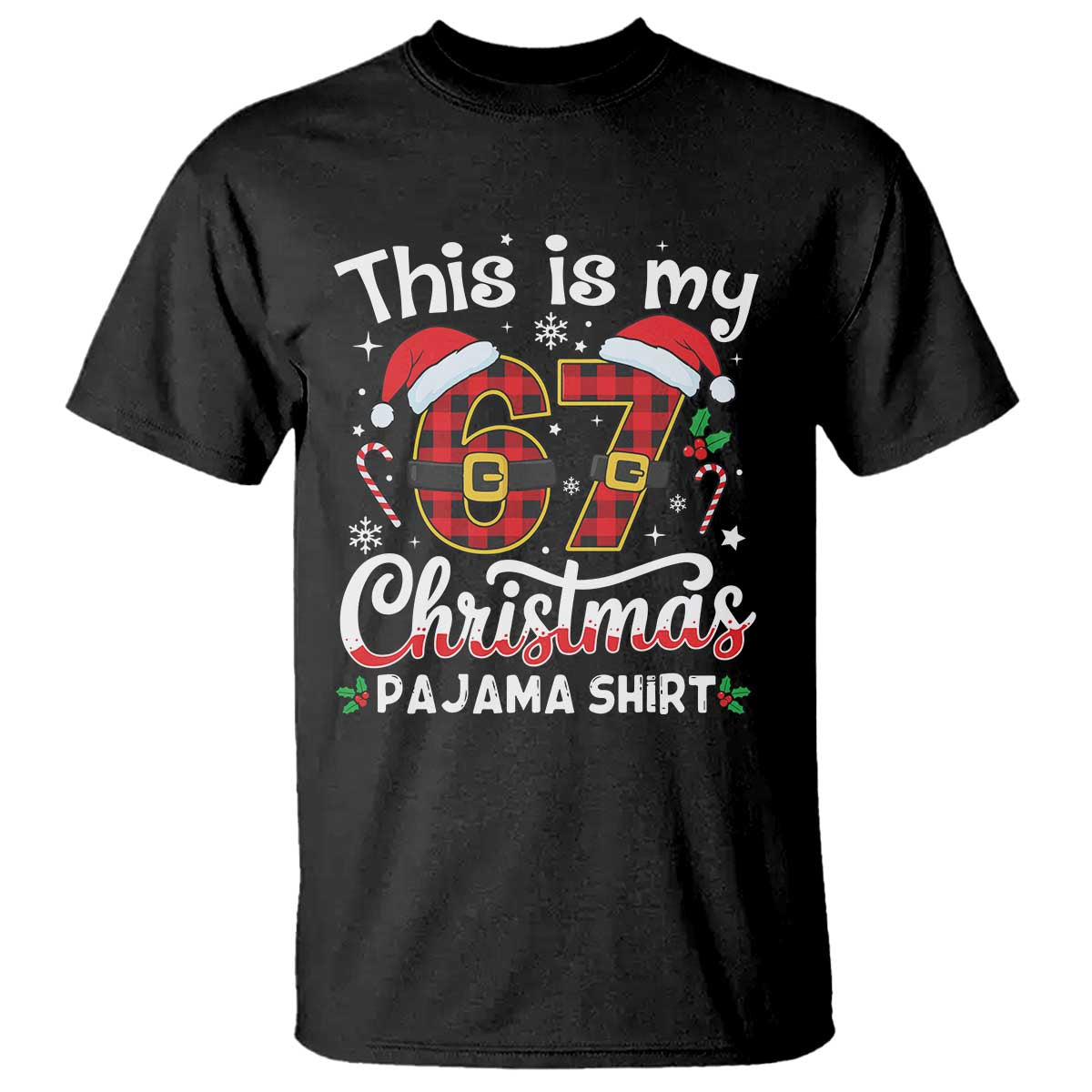This Is My 67 Christmas Pajama T Shirt Funny Six Seven Buffalo Plaid Sleep Shirt Hot Xmas - Wonder Print Shop