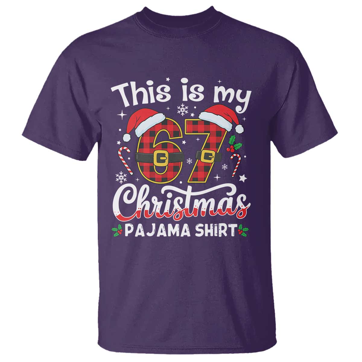 This Is My 67 Christmas Pajama T Shirt Funny Six Seven Buffalo Plaid Sleep Shirt Hot Xmas - Wonder Print Shop