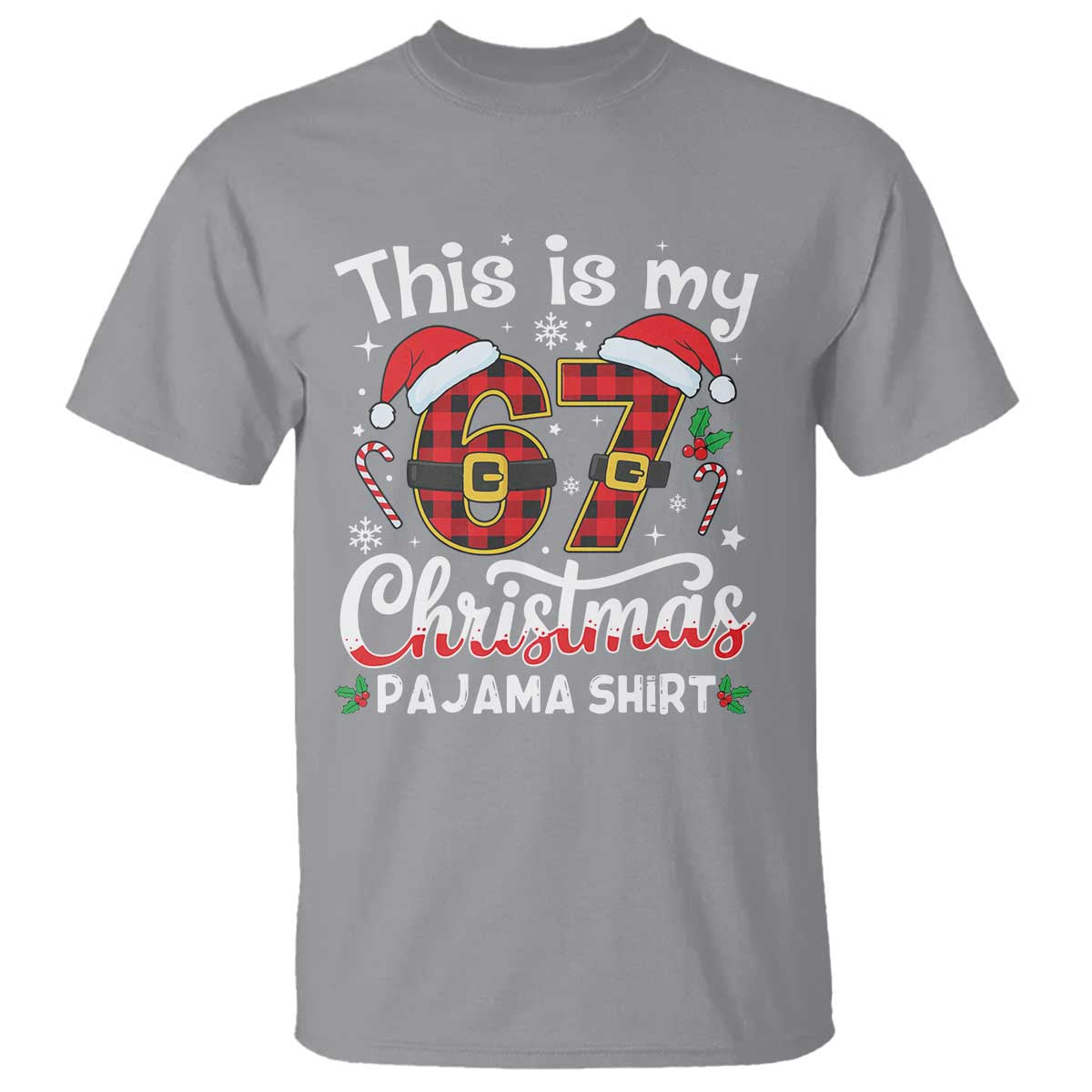 This Is My 67 Christmas Pajama T Shirt Funny Six Seven Buffalo Plaid Sleep Shirt Hot Xmas - Wonder Print Shop