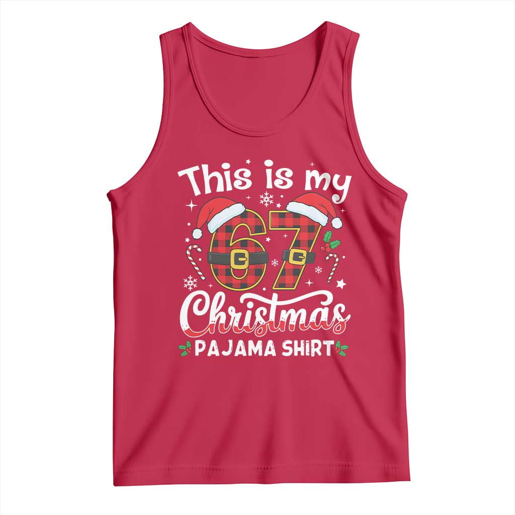 This Is My 67 Christmas Pajama Tank Top Funny Six Seven Buffalo Plaid Sleep Shirt Hot Xmas - Wonder Print Shop