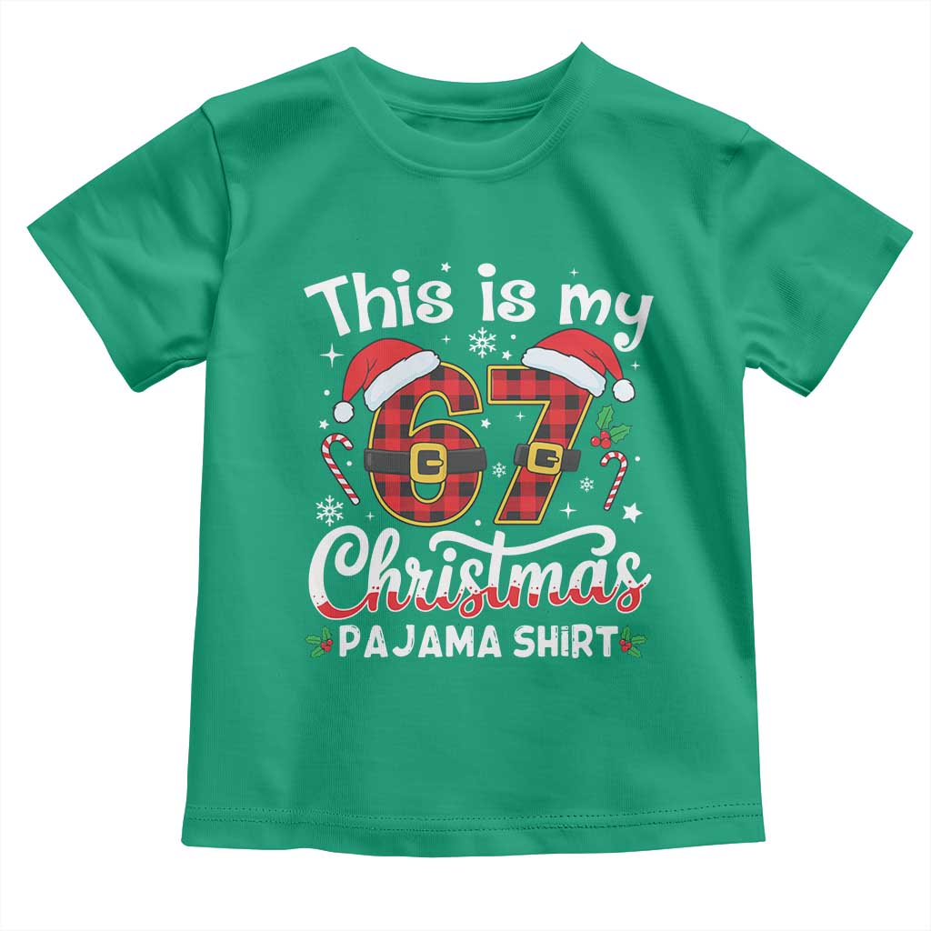 This Is My 67 Christmas Pajama Toddler T Shirt Funny Six Seven Buffalo Plaid Sleep Shirt Hot Xmas - Wonder Print Shop