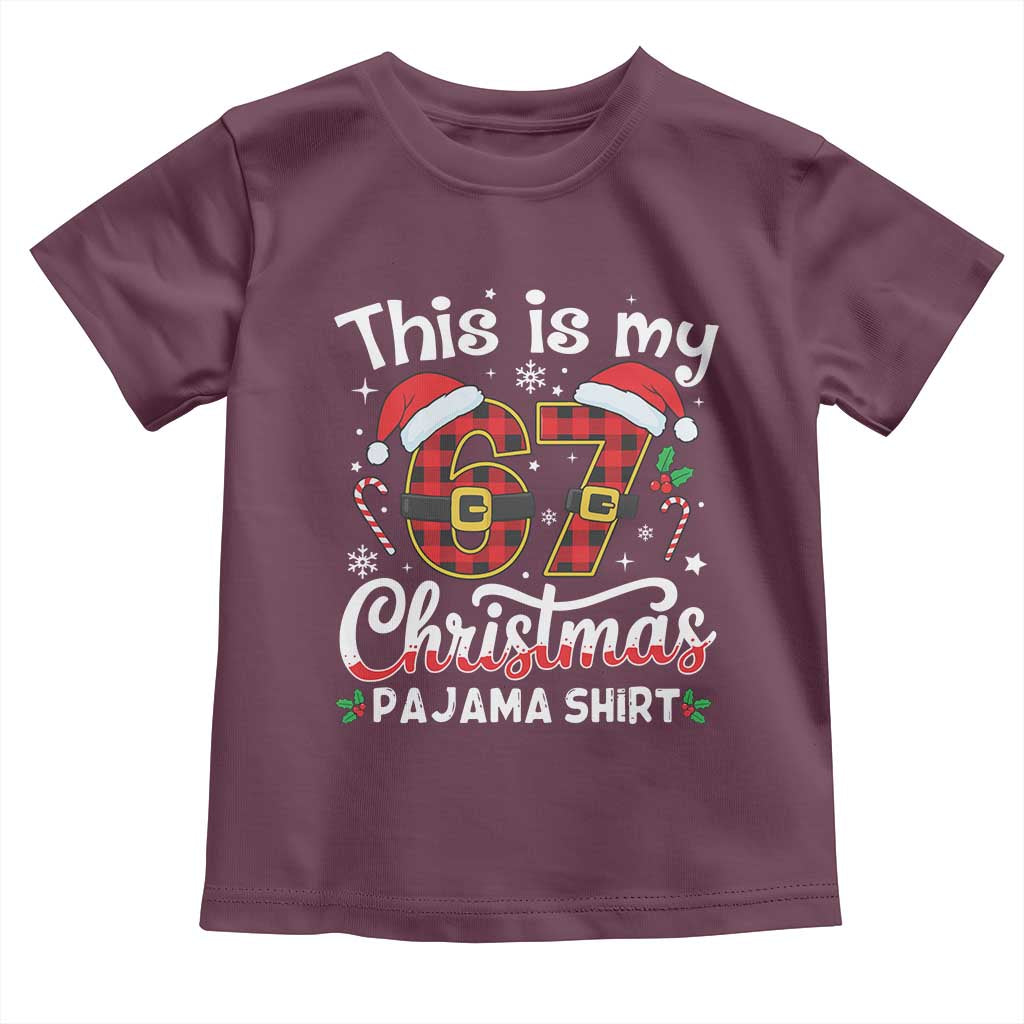 This Is My 67 Christmas Pajama Toddler T Shirt Funny Six Seven Buffalo Plaid Sleep Shirt Hot Xmas - Wonder Print Shop