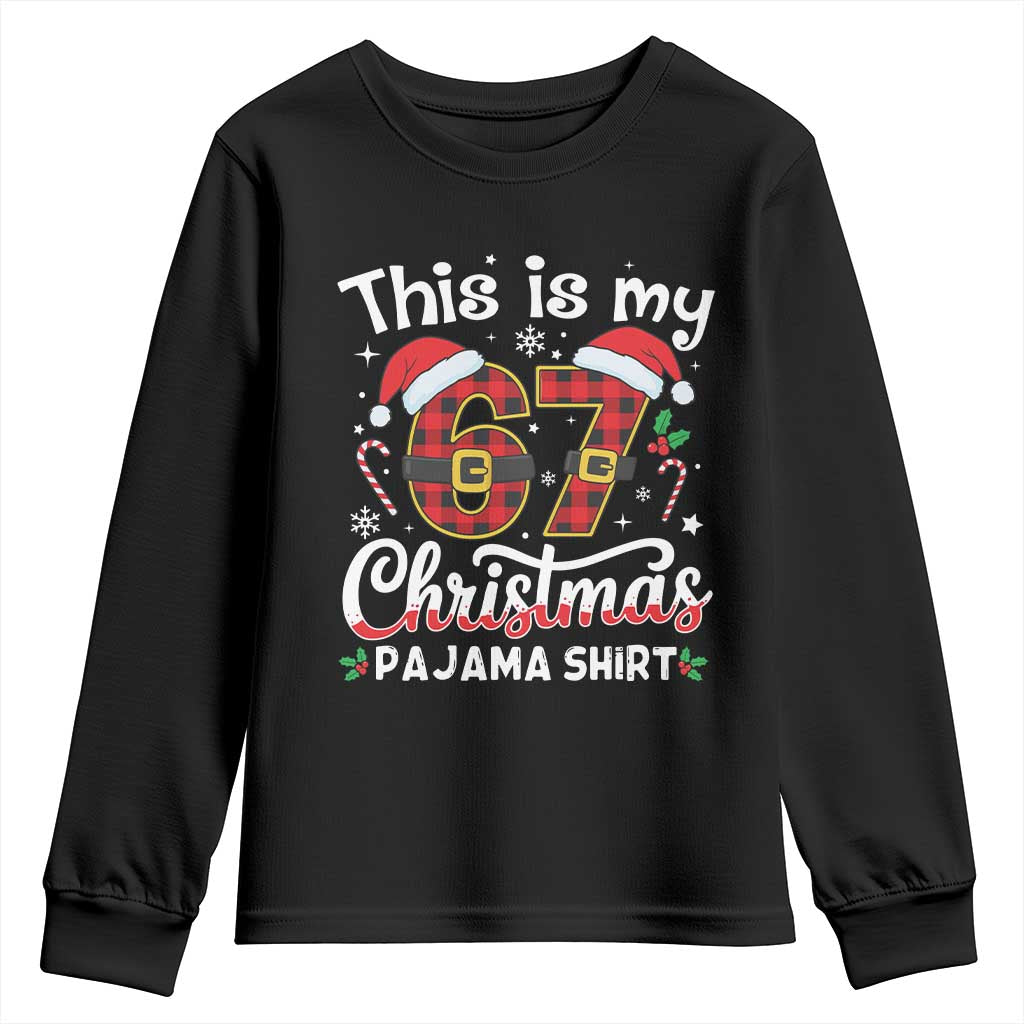 This Is My 67 Christmas Pajama Youth Sweatshirt Funny Six Seven Buffalo Plaid Sleep Shirt Hot Xmas - Wonder Print Shop