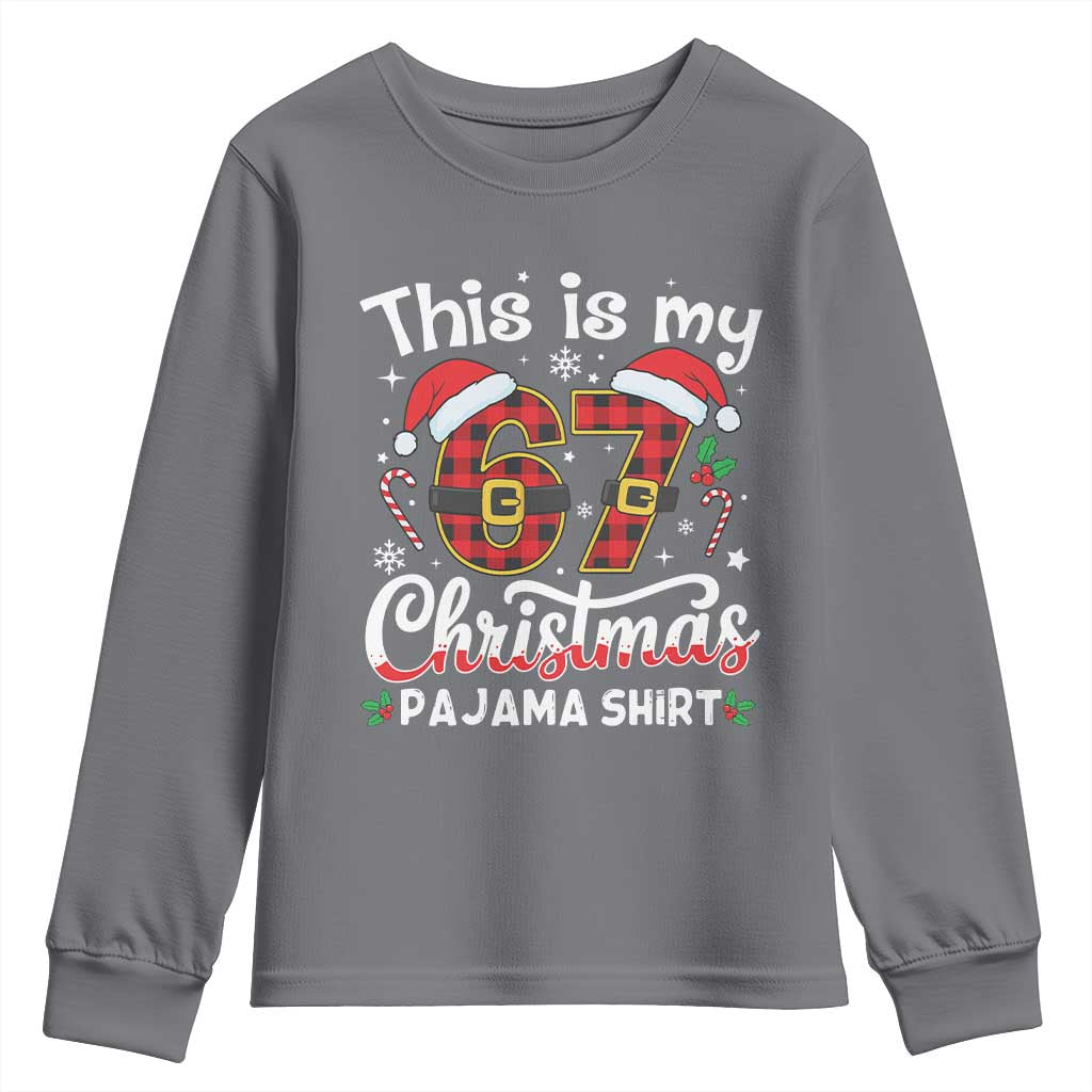 This Is My 67 Christmas Pajama Youth Sweatshirt Funny Six Seven Buffalo Plaid Sleep Shirt Hot Xmas - Wonder Print Shop