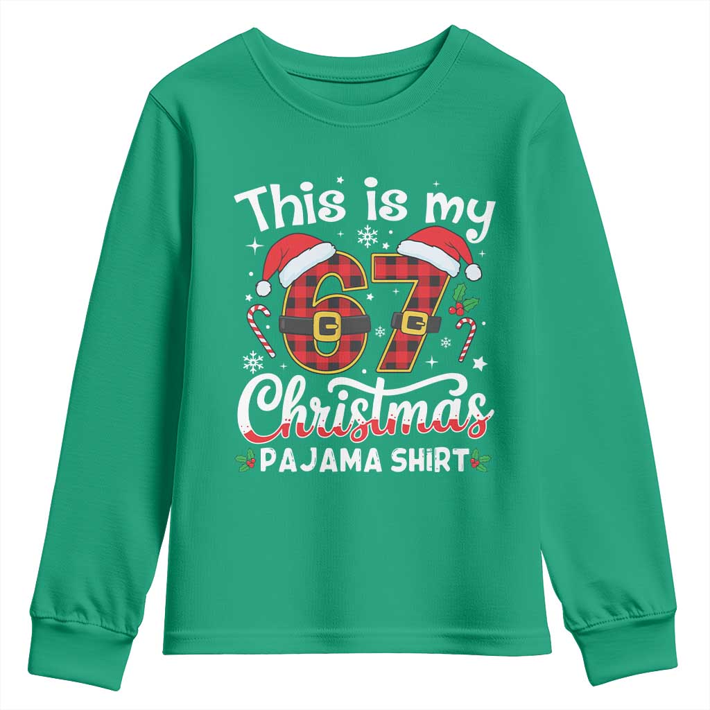 This Is My 67 Christmas Pajama Youth Sweatshirt Funny Six Seven Buffalo Plaid Sleep Shirt Hot Xmas - Wonder Print Shop