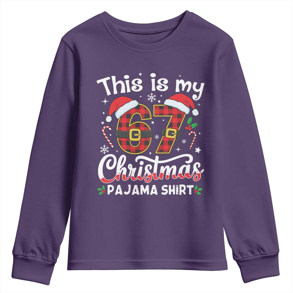 This Is My 67 Christmas Pajama Youth Sweatshirt Funny Six Seven Buffalo Plaid Sleep Shirt Hot Xmas - Wonder Print Shop