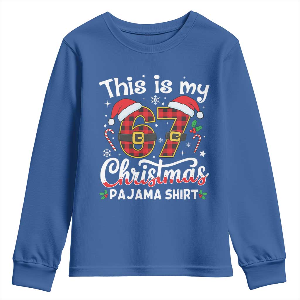 This Is My 67 Christmas Pajama Youth Sweatshirt Funny Six Seven Buffalo Plaid Sleep Shirt Hot Xmas - Wonder Print Shop