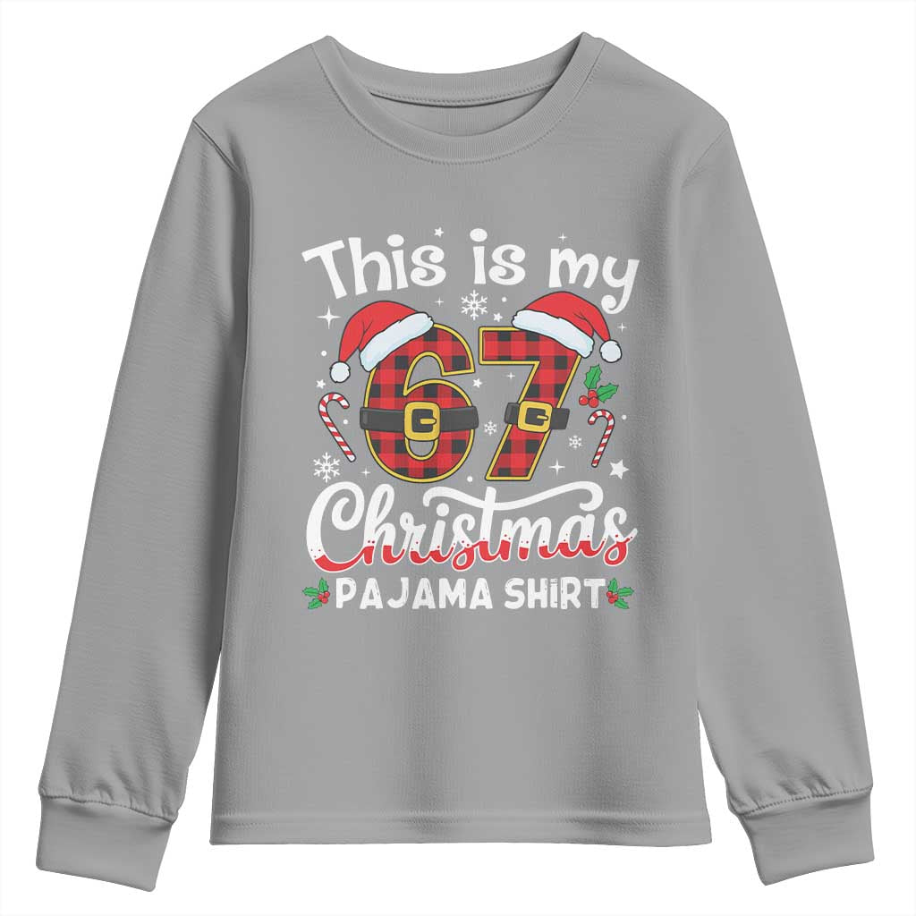 This Is My 67 Christmas Pajama Youth Sweatshirt Funny Six Seven Buffalo Plaid Sleep Shirt Hot Xmas - Wonder Print Shop