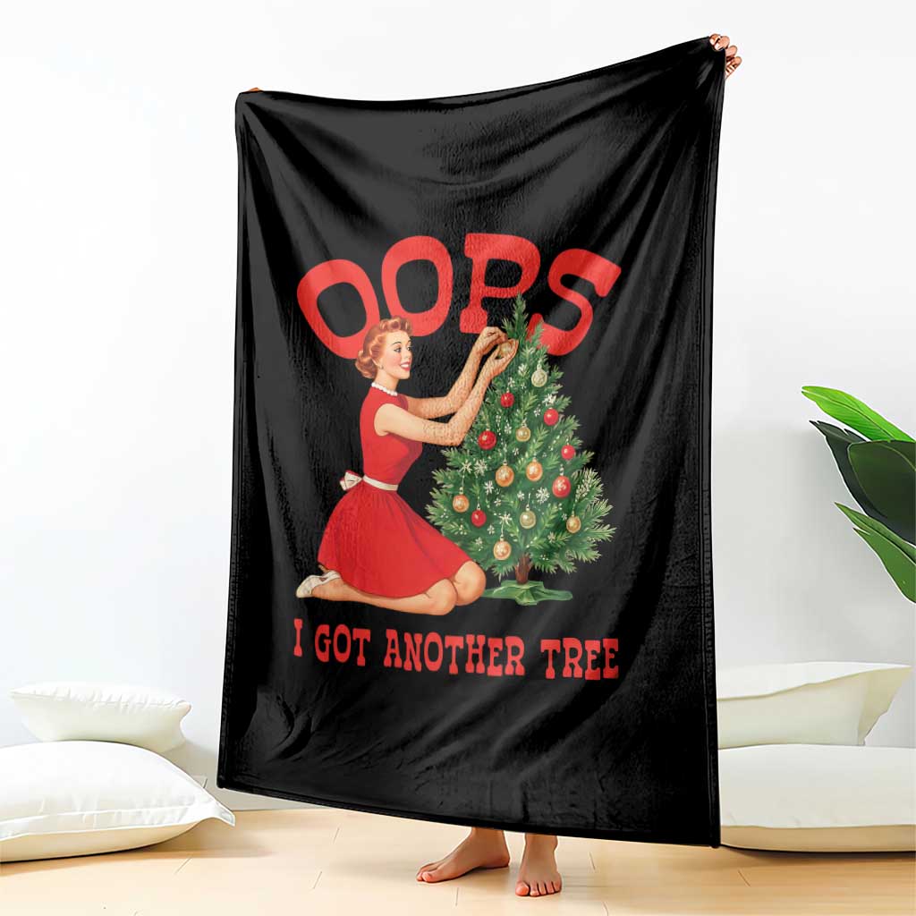 Funny Retro Christmas Pinup Girl Throw Blanket Oops I Got Another Tree Vintage Pin Up Style Holiday Humor - Wonder Print Shop