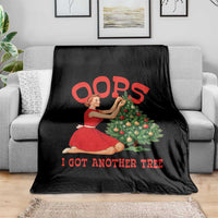 Funny Retro Christmas Pinup Girl Throw Blanket Oops I Got Another Tree Vintage Pin Up Style Holiday Humor - Wonder Print Shop