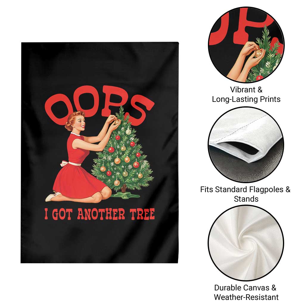 Funny Retro Christmas Pinup Girl Garden Flag Oops I Got Another Tree Vintage Pin Up Style Holiday Humor - Wonder Print Shop