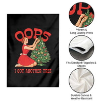 Funny Retro Christmas Pinup Girl Garden Flag Oops I Got Another Tree Vintage Pin Up Style Holiday Humor - Wonder Print Shop