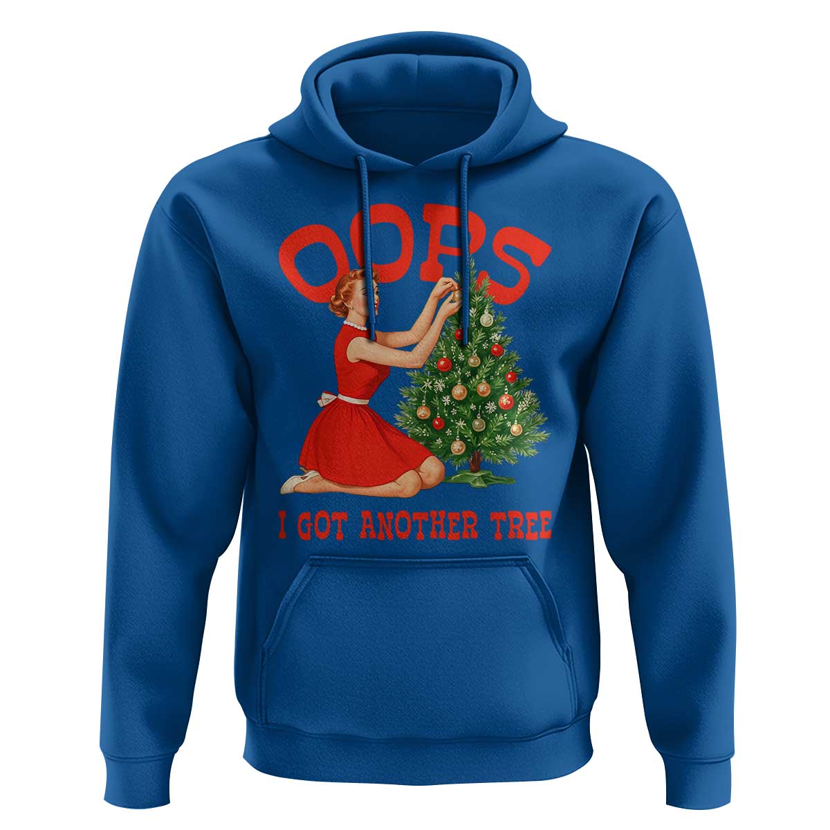 Funny Retro Christmas Pinup Girl Hoodie Oops I Got Another Tree Vintage Pin Up Style Holiday Humor - Wonder Print Shop