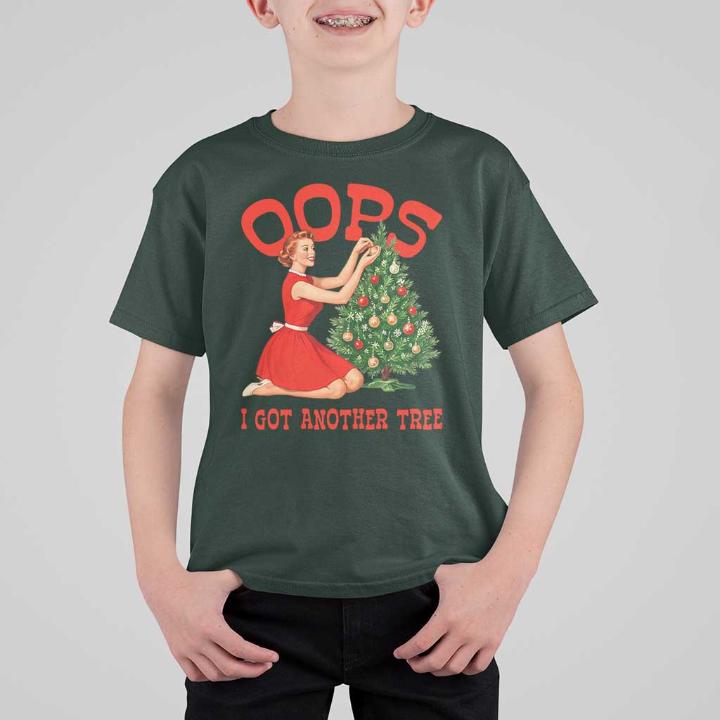 Funny Retro Christmas Pinup Girl T Shirt For Kid Oops I Got Another Tree Vintage Pin Up Style Holiday Humor - Wonder Print Shop