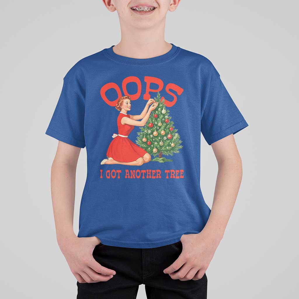 Funny Retro Christmas Pinup Girl T Shirt For Kid Oops I Got Another Tree Vintage Pin Up Style Holiday Humor - Wonder Print Shop