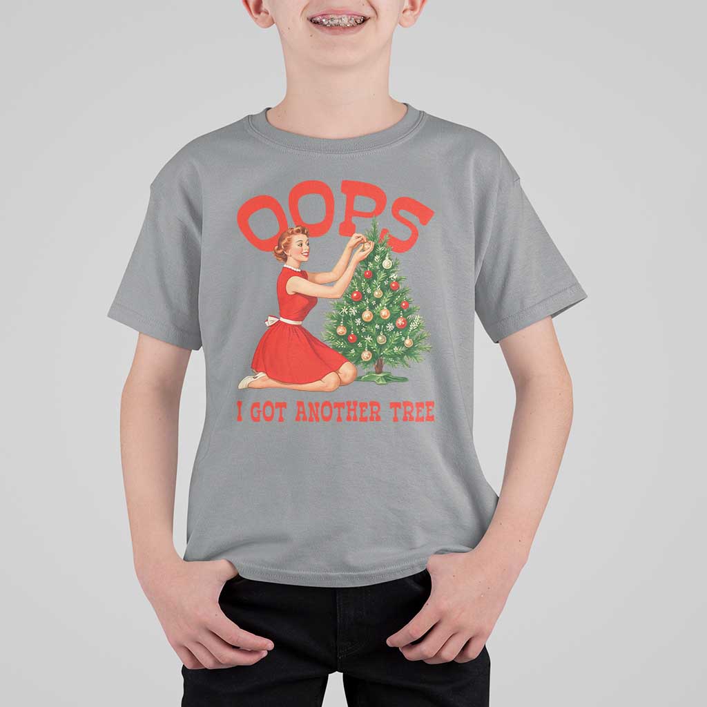Funny Retro Christmas Pinup Girl T Shirt For Kid Oops I Got Another Tree Vintage Pin Up Style Holiday Humor - Wonder Print Shop