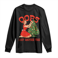 Funny Retro Christmas Pinup Girl Long Sleeve Shirt Oops I Got Another Tree Vintage Pin Up Style Holiday Humor - Wonder Print Shop