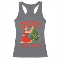 Funny Retro Christmas Pinup Girl Racerback Tank Top Oops I Got Another Tree Vintage Pin Up Style Holiday Humor - Wonder Print Shop
