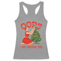 Funny Retro Christmas Pinup Girl Racerback Tank Top Oops I Got Another Tree Vintage Pin Up Style Holiday Humor - Wonder Print Shop