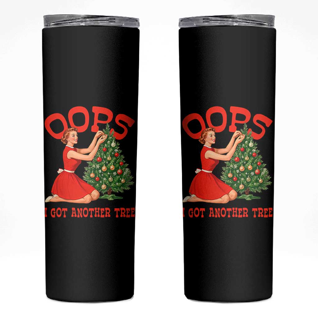 Funny Retro Christmas Pinup Girl Skinny Tumbler Oops I Got Another Tree Vintage Pin Up Style Holiday Humor - Wonder Print Shop