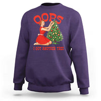 Funny Retro Christmas Pinup Girl Sweatshirt Oops I Got Another Tree Vintage Pin Up Style Holiday Humor - Wonder Print Shop