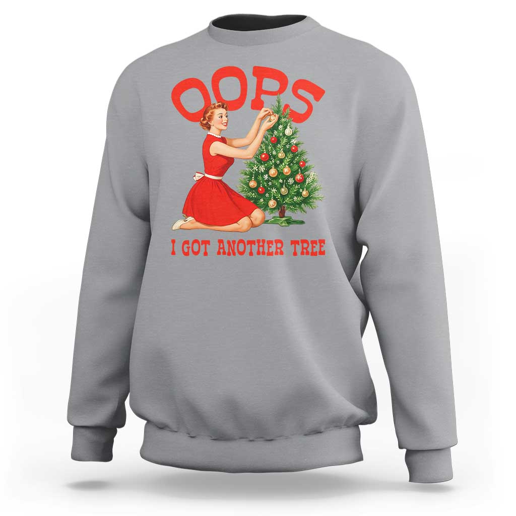 Funny Retro Christmas Pinup Girl Sweatshirt Oops I Got Another Tree Vintage Pin Up Style Holiday Humor - Wonder Print Shop