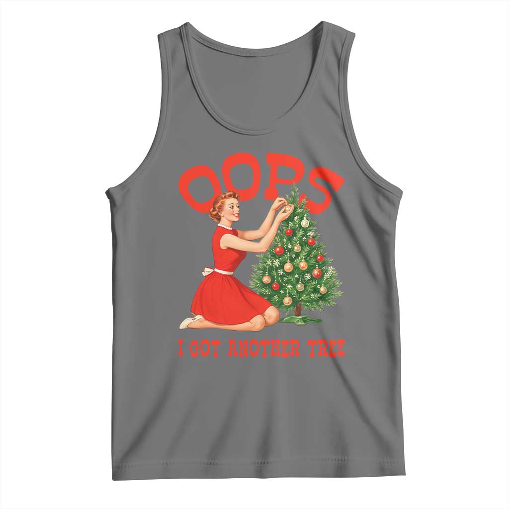 Funny Retro Christmas Pinup Girl Tank Top Oops I Got Another Tree Vintage Pin Up Style Holiday Humor - Wonder Print Shop